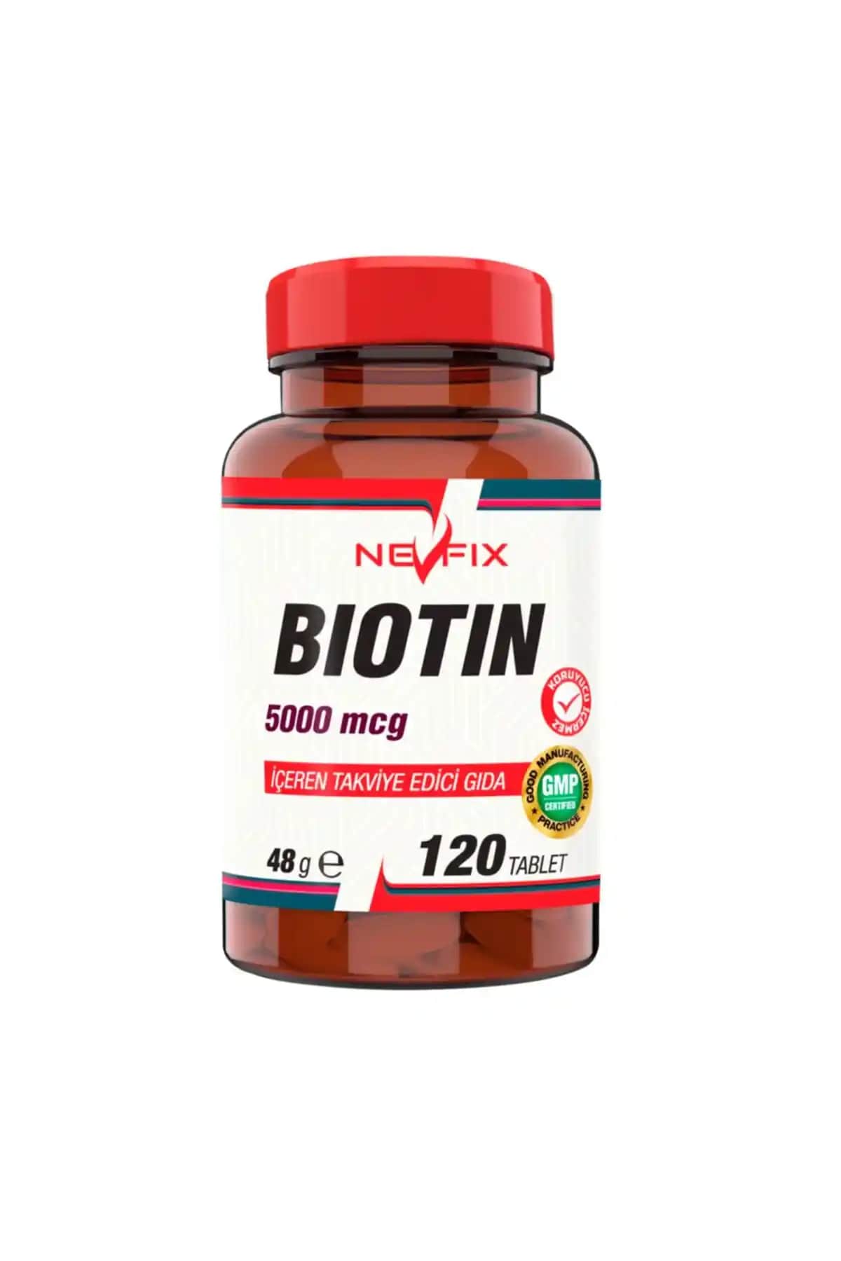 Nevfix Biotin 5 mg 120 Tablet Saç, Tırnak ve Cilt Sağlığı İçin Doğal Destek Ürünü