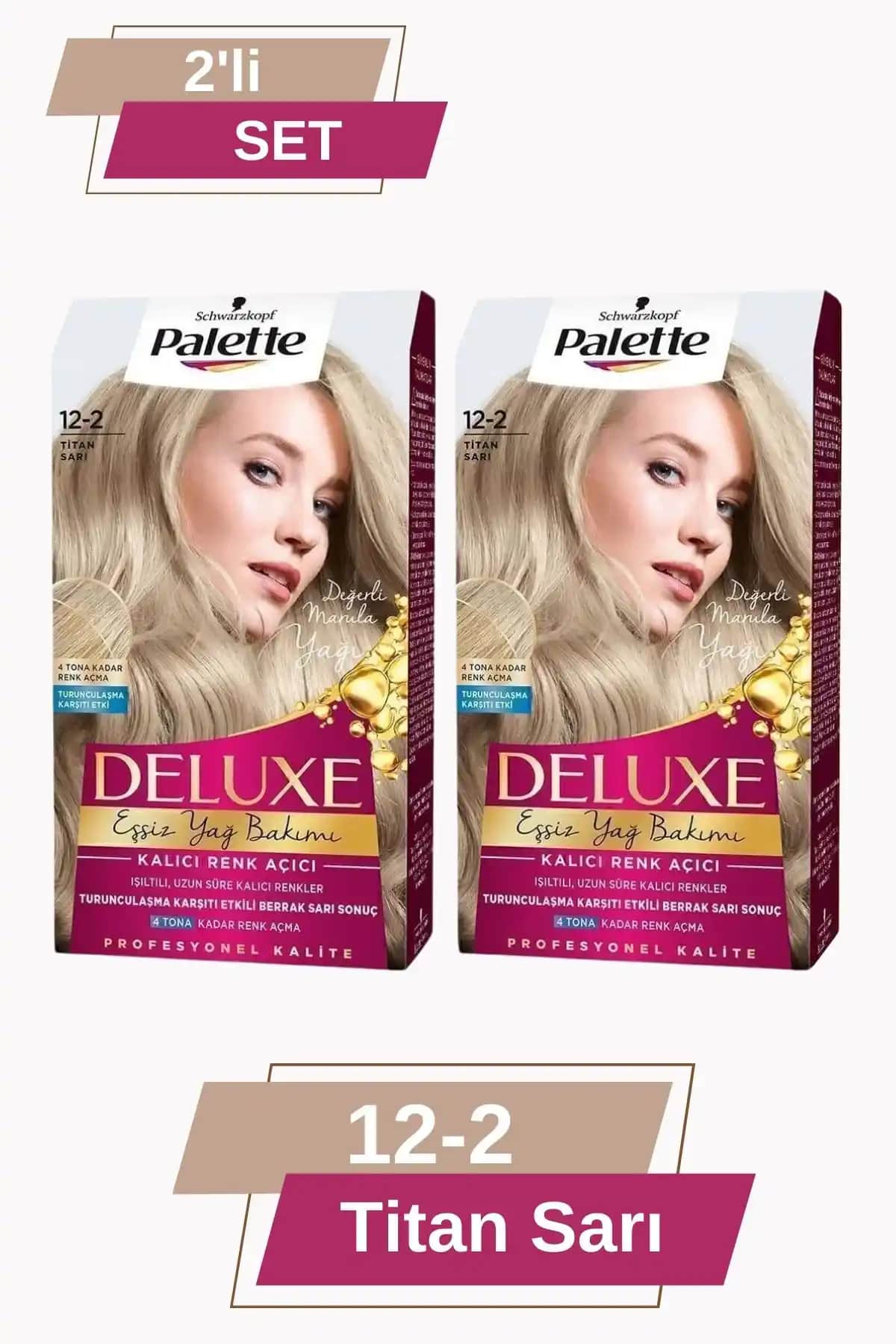 Palette Deluxe 12-2 Titan Sarı saç boyası ile kalıcı ve parlak sonuçlar elde edin