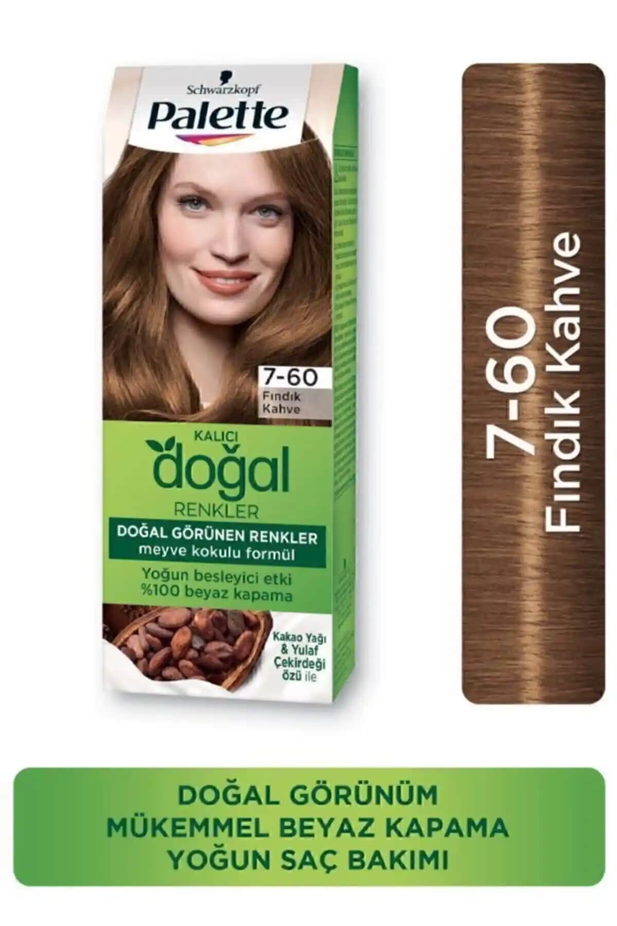 Palette Kalıcı Doğal Renkler Saç Boyası 7-60 Fındık Kahve Uzun Süre Kalıcı ve Doğal Görünüm