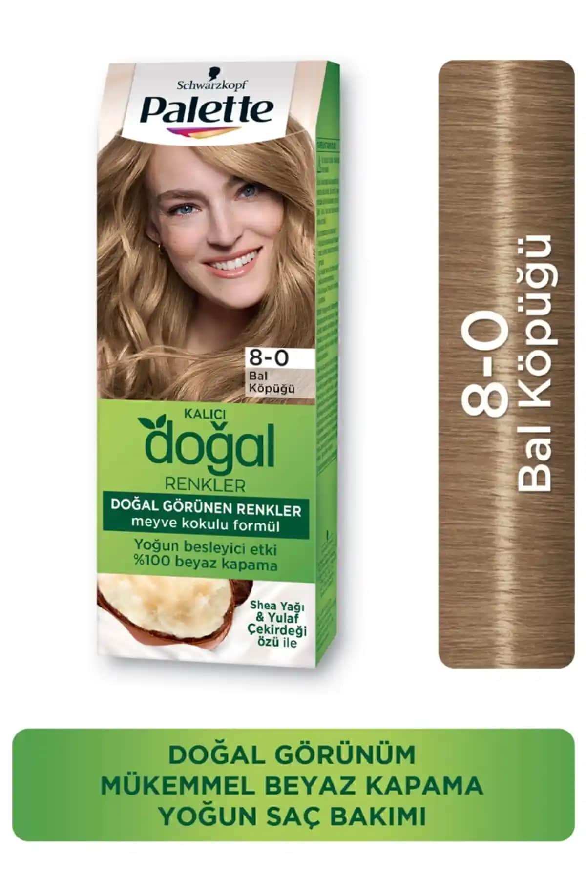 Palette Kalıcı Doğal Renkler Saç Boyası 8-0 Bal Köpüğü Doğal ve Kalıcı Sarı Tonlar