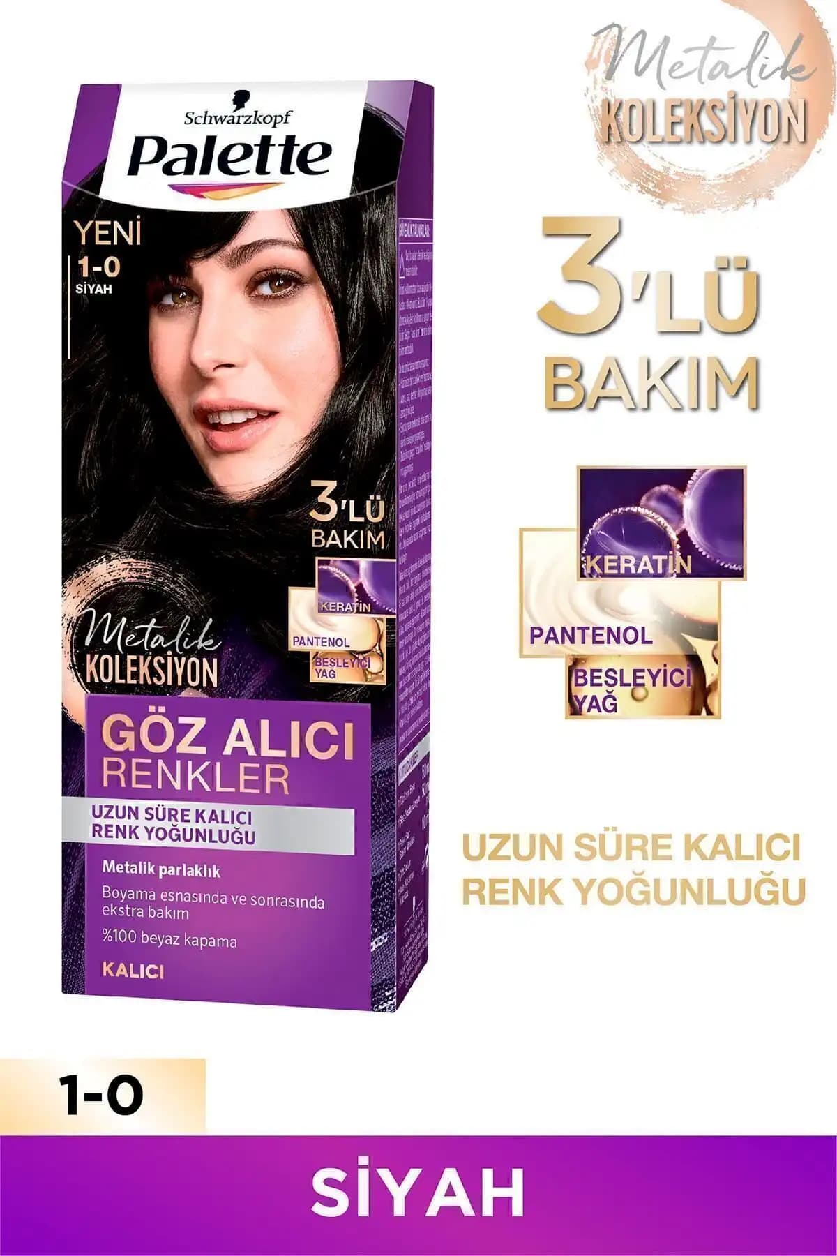 Palette Siyah Saç Boyası No 1.0 Yarı Kalıcı ve Güvenli Saç Boyama Ürünü