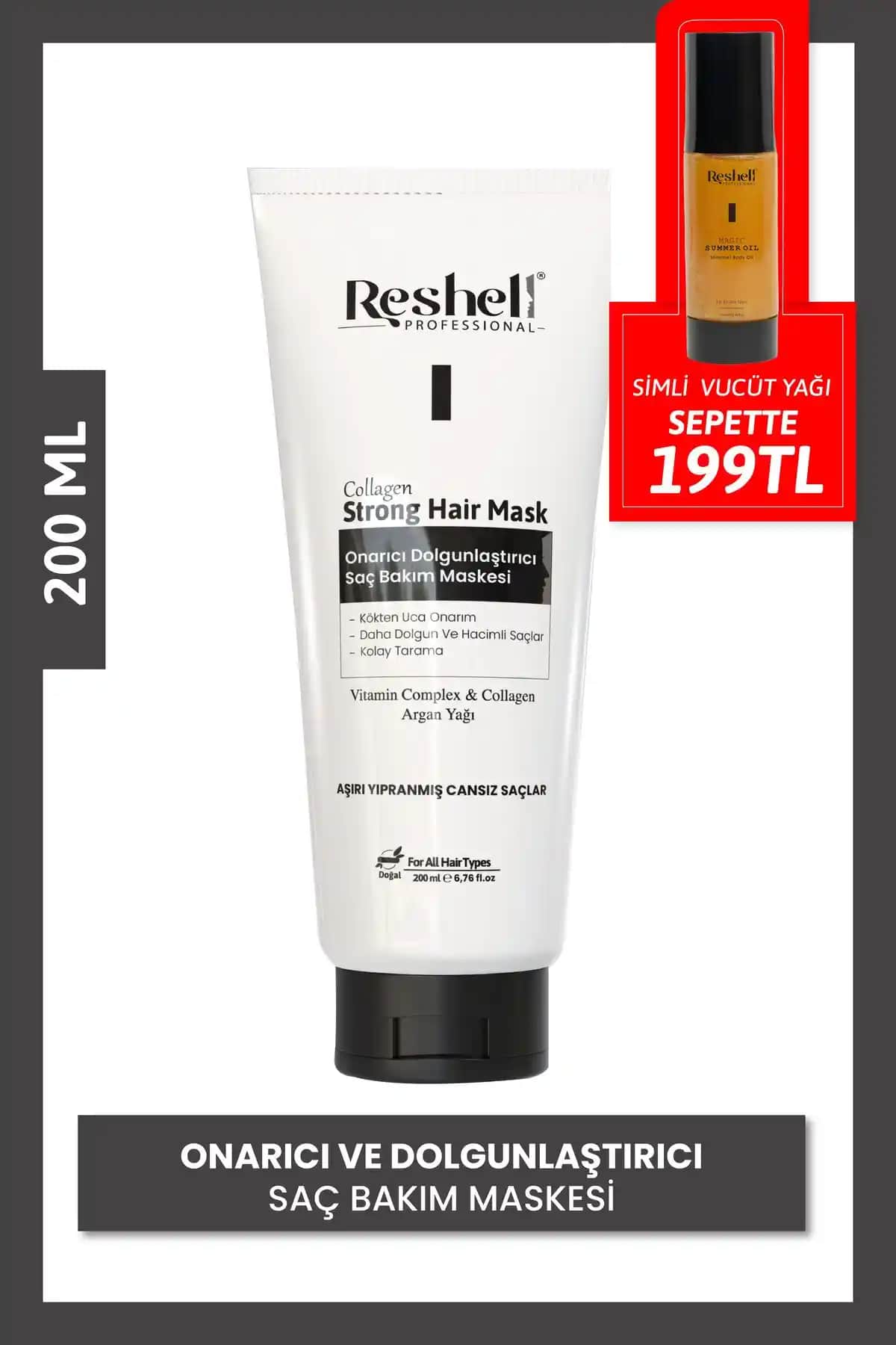 Reshell Kuru Yıpranmış ve Boyalı Saçlar İçin Onarıcı Bakım Maskesi 200 ml