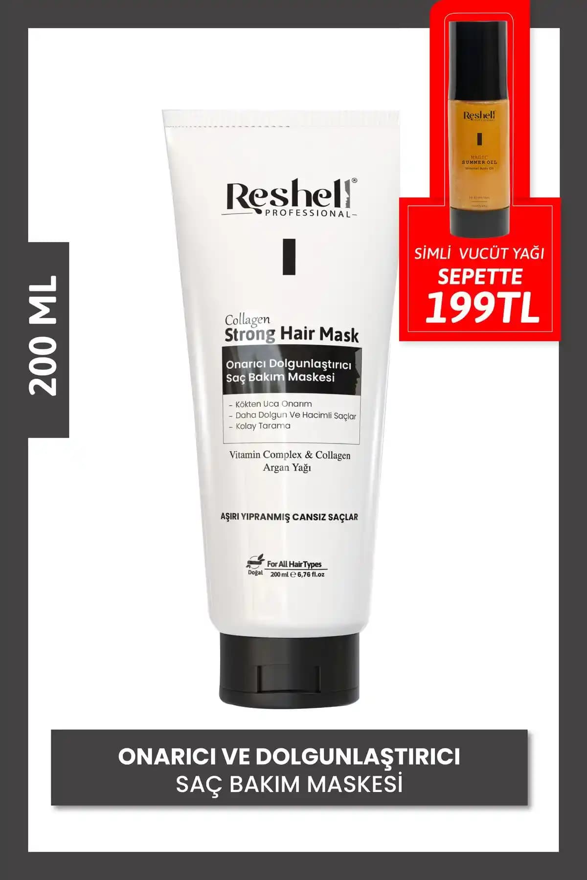 Reshell Kuru Yıpranmış ve Boyalı Saçlar İçin Onarıcı Bakım Maskesi 200 ml