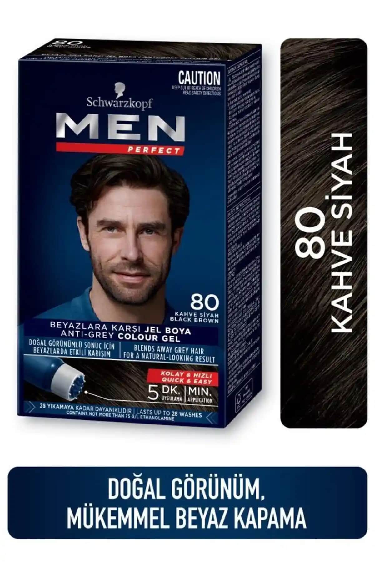 Schwarzkopf Men Perfect Kahve Siyah Saç Boyası 80: Yarı Kalıcı ve Doğal Görünüm Sağlayan Erkek Saç Boyası