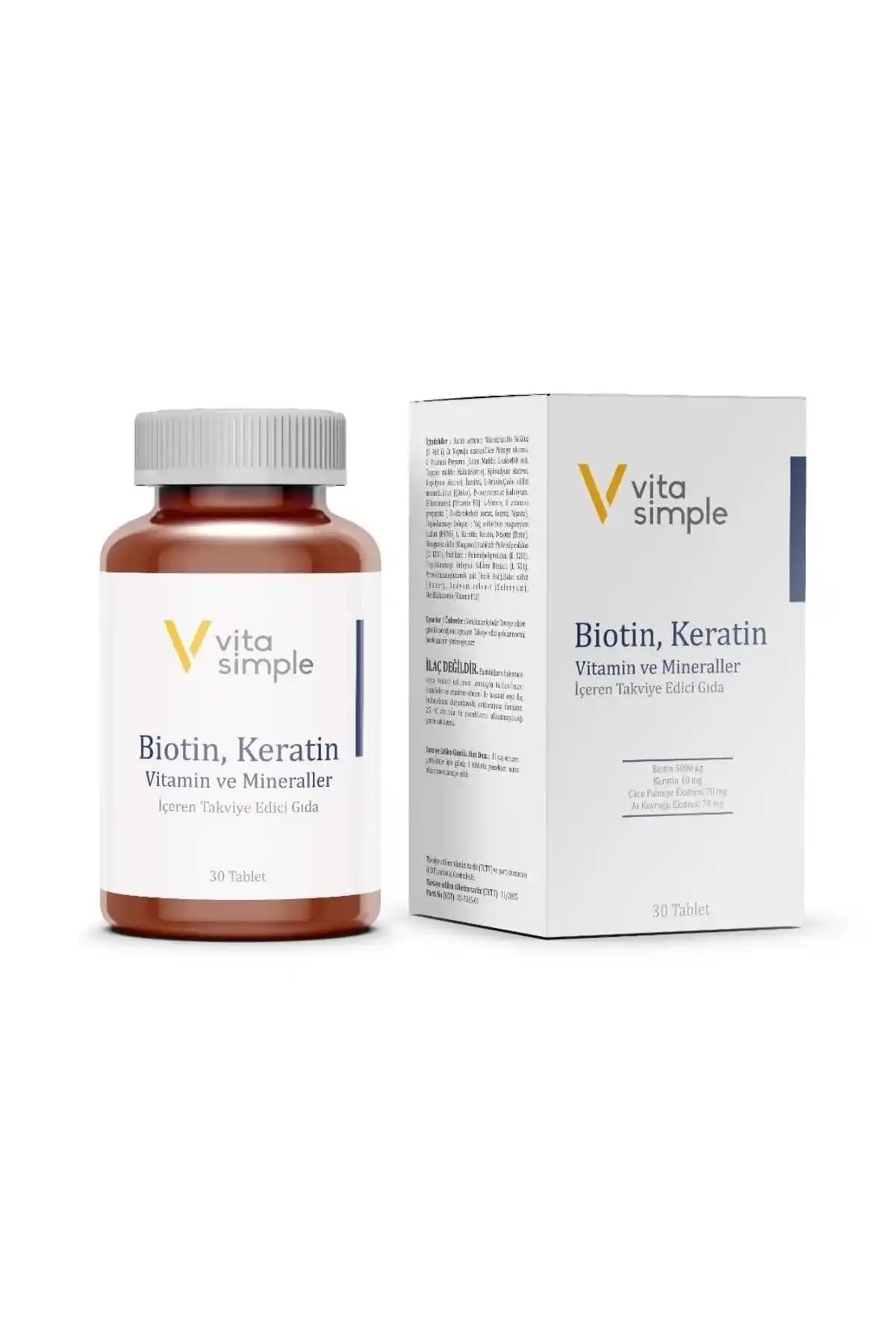 VitaSimple Biotin Keratin Vitamin ve Mineral Takviyesi Saç ve Tırnak Sağlığı İçin