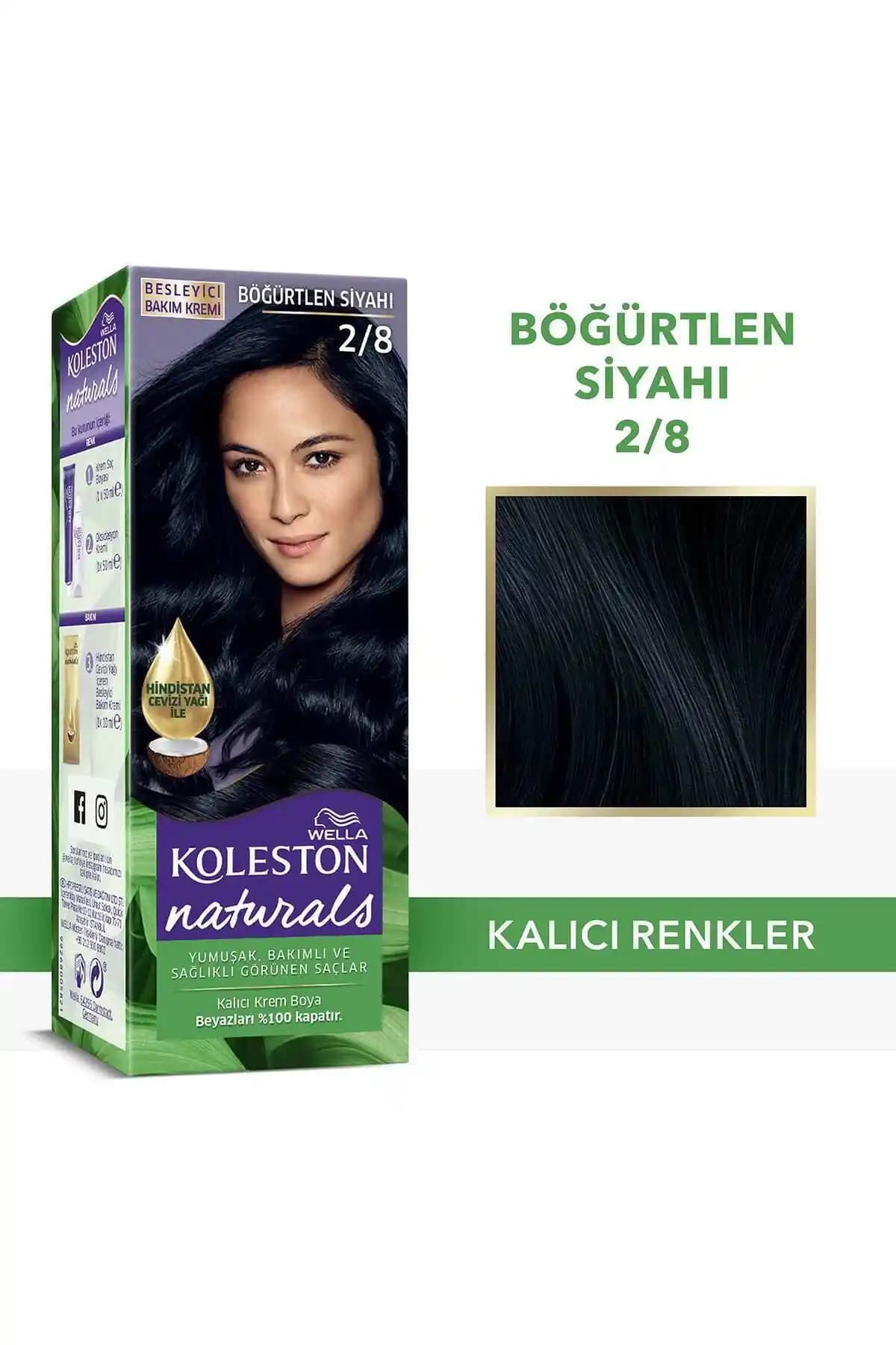 Wella Koleston Naturals Siyah Saç Boyası 2/8 Böğürtlen Siyahı Kalıcılık ve Parlaklık Sağlar