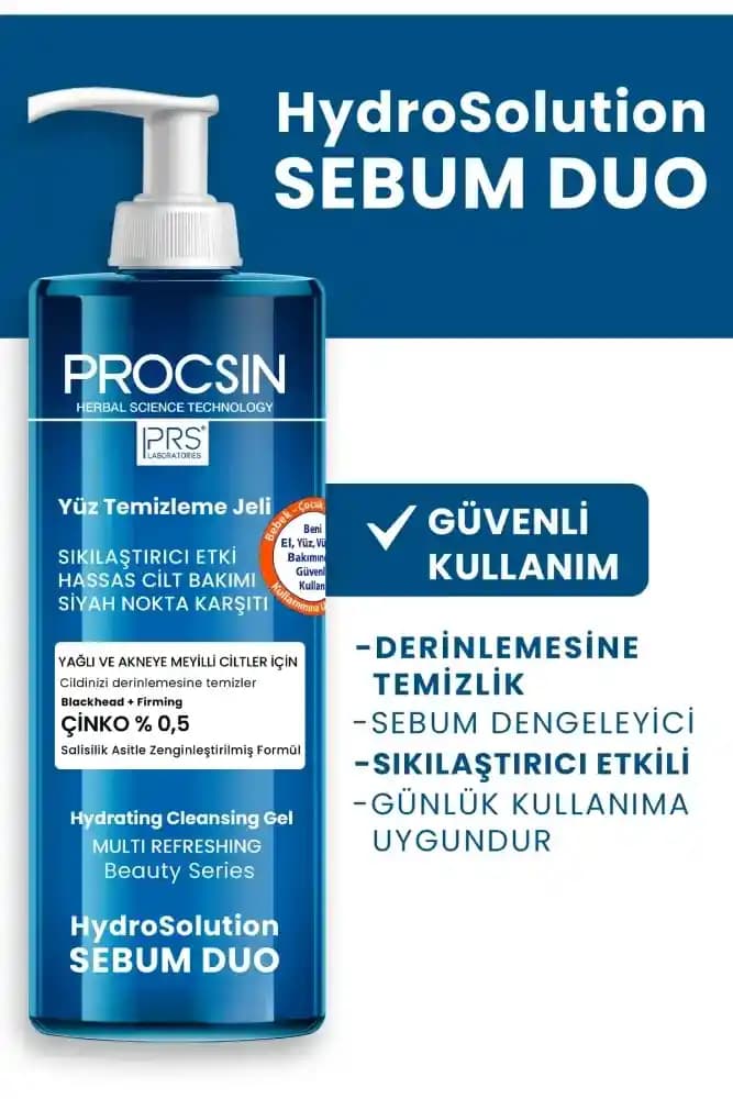 Procsin Hydrosolution Yüz Temizleme Jeli: Yağlı ve Akneye Eğilimli Ciltler İçin Derinlemesine Temizlik