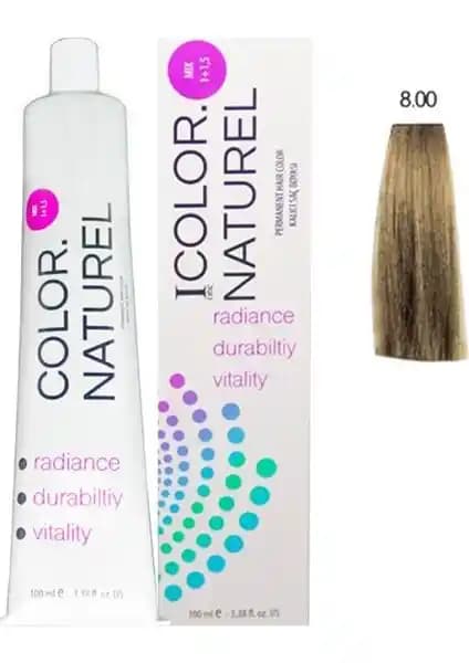 Color Naturel Saç Boyası 8.00 – Krem formunda yoğun pigmentli beyaz kapama ve bakım etkisi