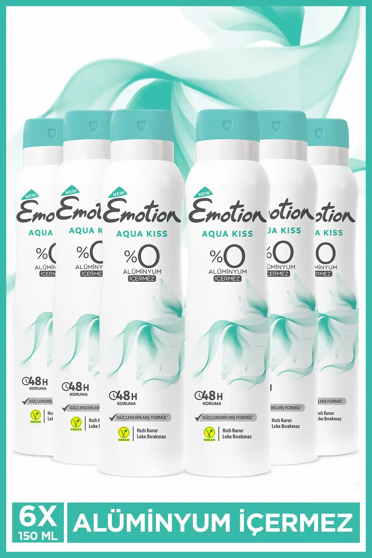 Emotion Aqua Kiss Kadın Vegan Deodorant: Alüminyumsuz Spray, 150 ml, Ferah Koku ve Koruma