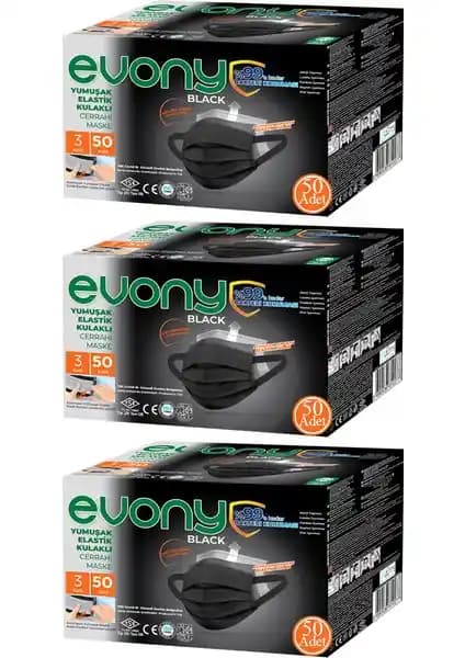 EVONY Siyah Elastik Maske 150 Adet ile Siyah Cerrahi Maske 100 Adet Karşılaştırması