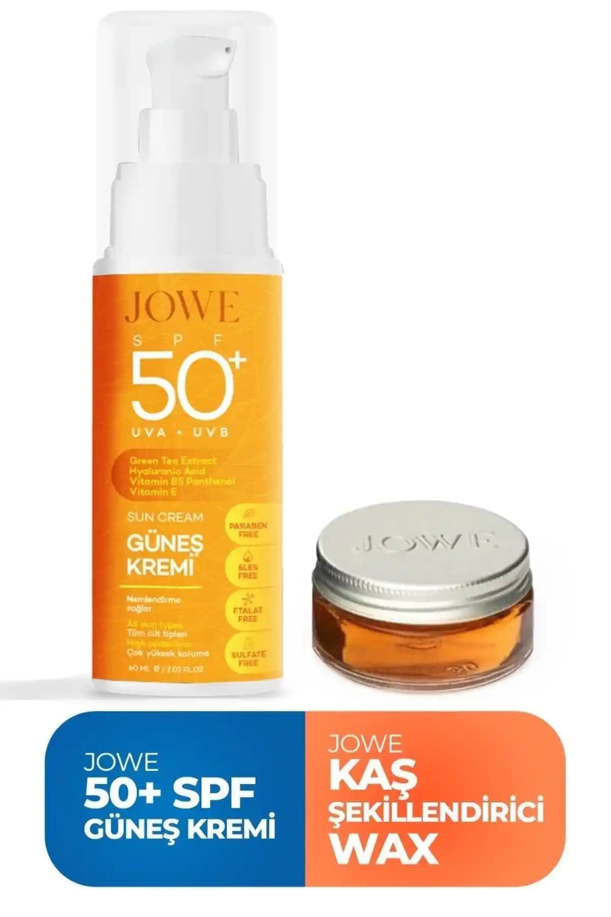 JOWE Güneş Kremi ve Kaş Sabitleyici İkili: SPF50+ Koruma ve Şekillendirme İçin Pratik