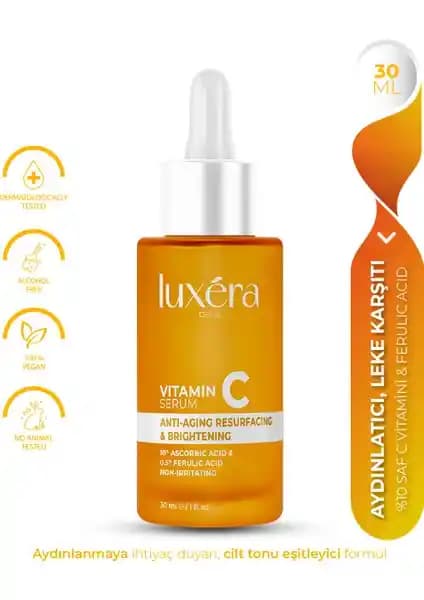 Luxera Paris C Vitamini Serumu: Vegan, Alkol İçermeyen, Leke Karşıtı Parlaklık Sağlayan Formül