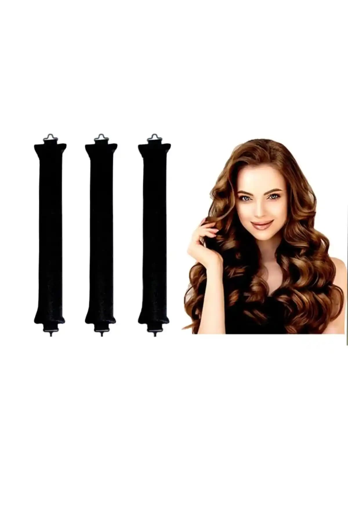 Monalisatoka Kadın Saç Şekillendirici Sosisler Siyah Kadife Kaplama 3'lü Set