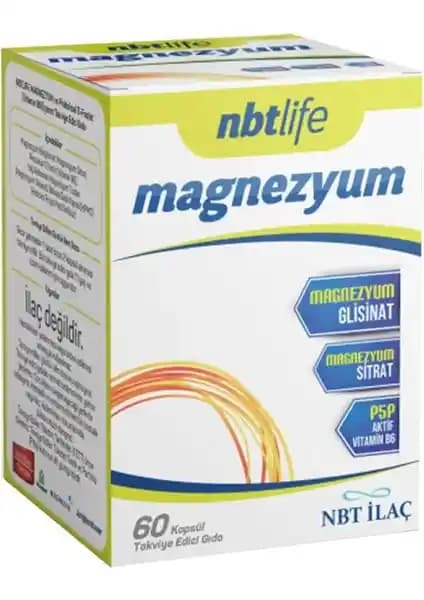 NBT Life Magnezyum P5P Vitamin B6 İçeren 60 Kapsül Takviye Gıda – Gece Kullanımı İçin