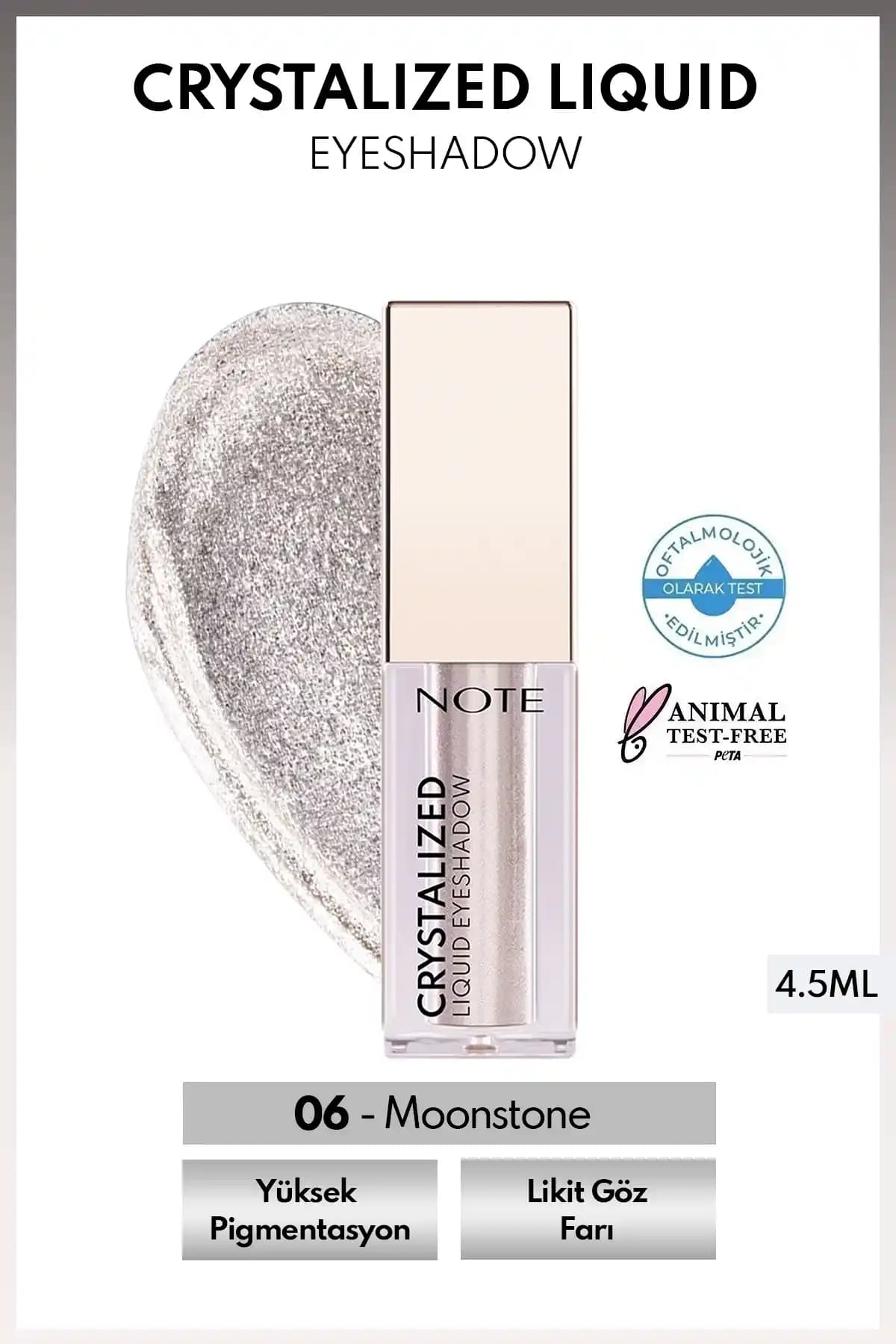 Note Cosmetics Moonstone Kristalleştirilmiş Likit Göz Farı – 8 Renk, Metalik Işıltı