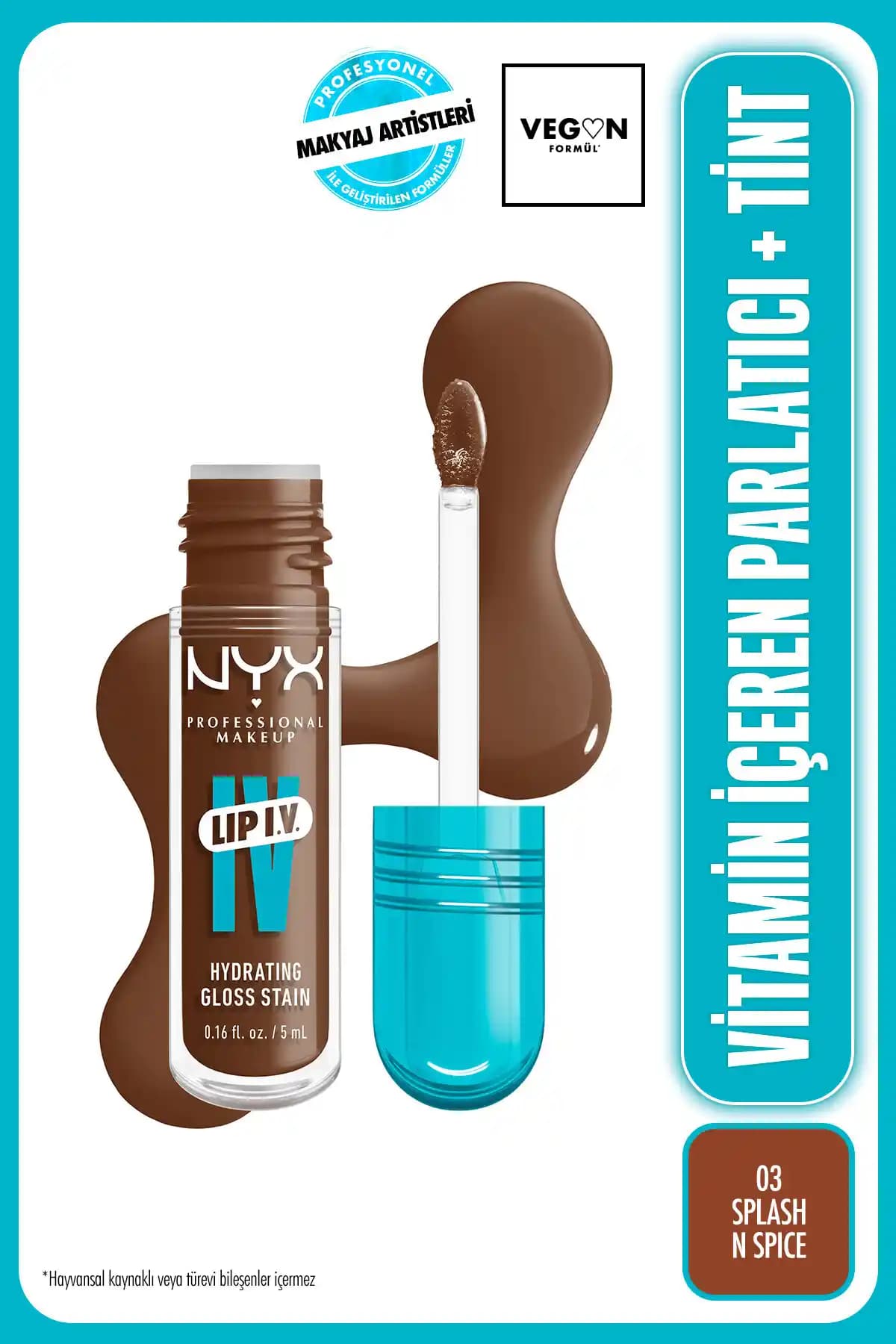 NYX LIP I.V. Vitamin İçeren Parlatıcı + Tint: Dudakta ışıltı ve tint etkisi