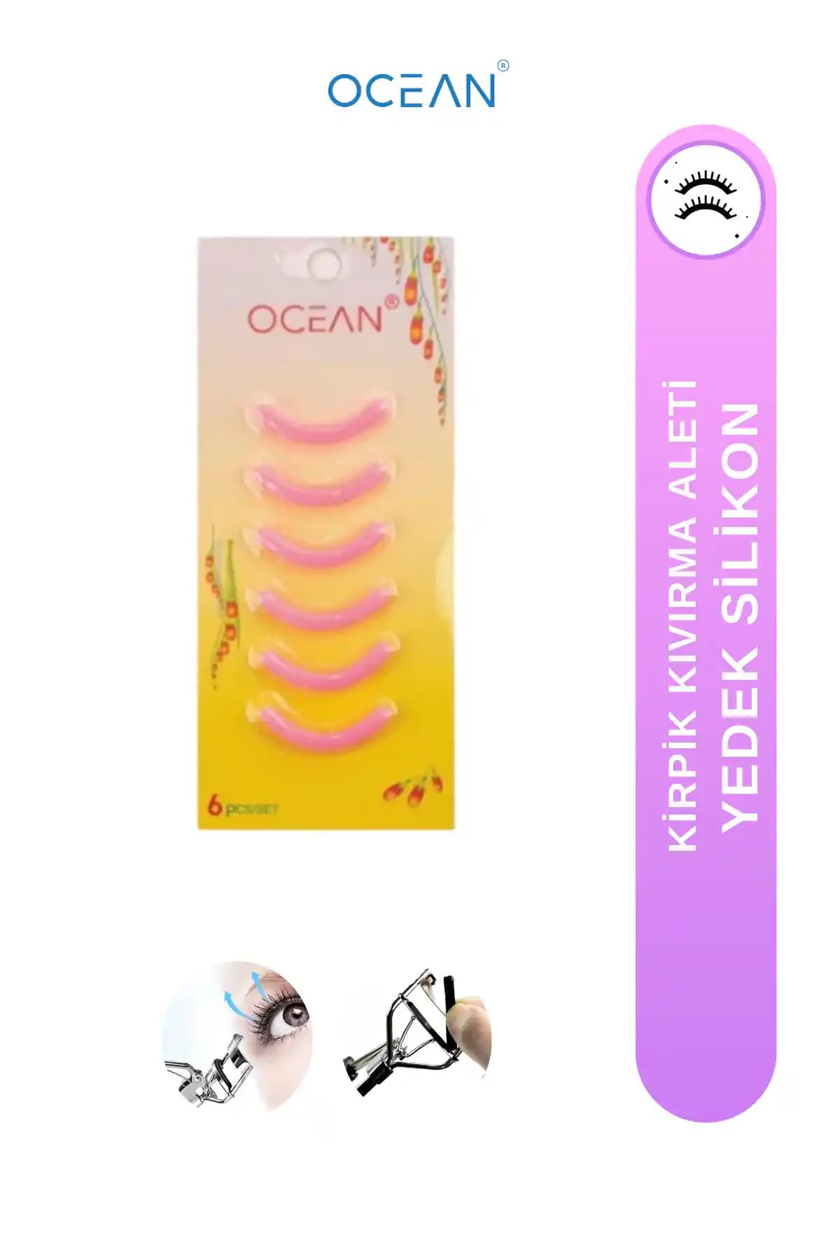 Ocean Kirpik Kıvırma Makinesi 6'lı Silikon Seti - Pembe, Türkiye Menşei ve Dayanıklılık