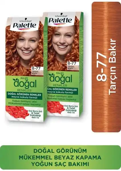 Palette Kalıcı Doğal Renkler Saç Boyası 8-77 Tarçın Bakır: Krem Formu ve Argan Yağı