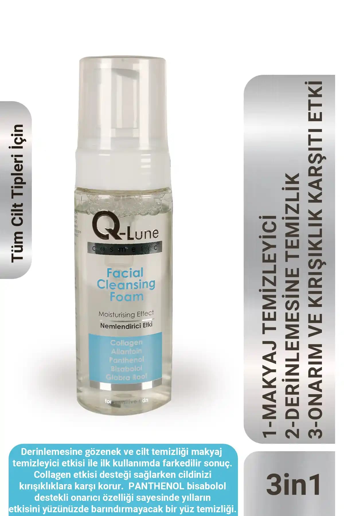 Q Lune Kolajenli Yüz Temizleme Köpüğü: Derin Temizlik ve Cilt Dolgunluğu İçin Uygun