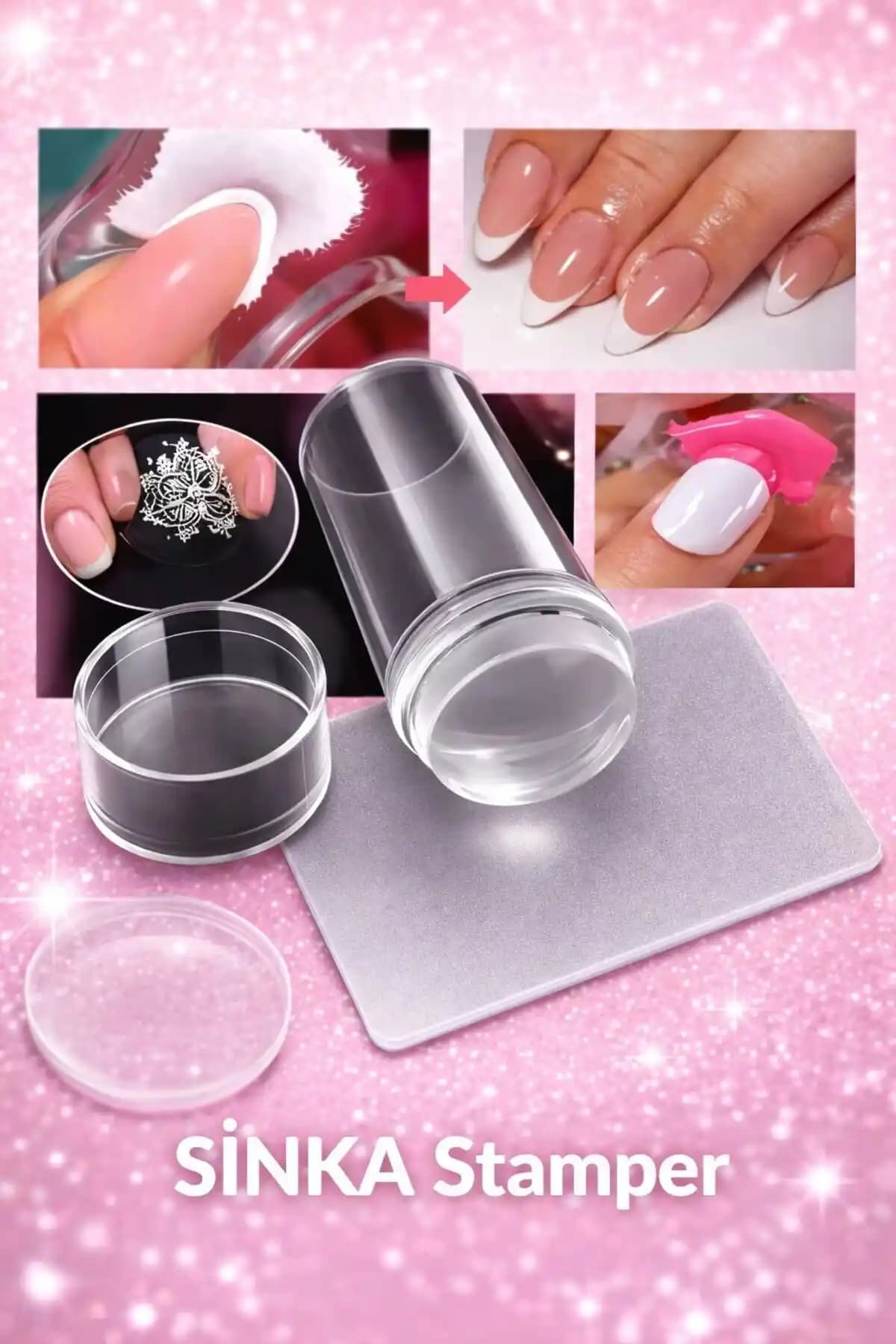 SİNKA Stamper Baskı Transfer Aparatı: Tırnak Süsleme İçin Desen Aktarma Seti, Yumuşak Başlık