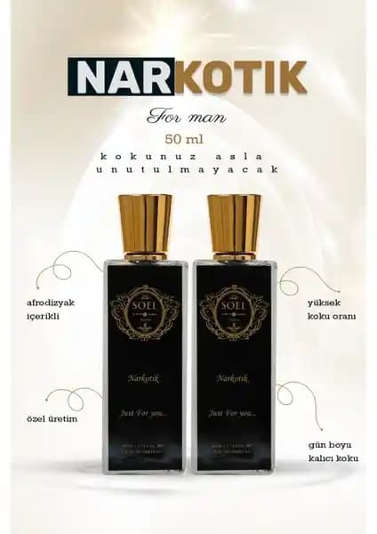 Soel Narkotik Erkek Parfüm Eau de Parfum Seti: 2x50 ml Modern Zarif ve Kalıcı İz