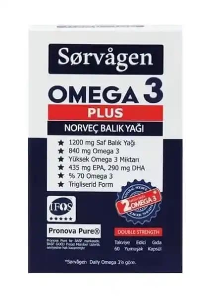 Sorvagen Omega 3 Plus Norveç Balık Yağı 60 Kapsül: EPA DHA Zengin, Limon Aromalı, Glutensiz