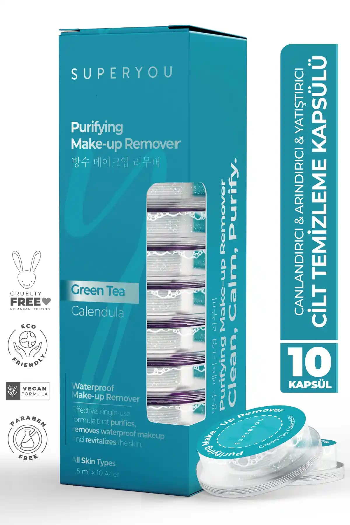 Superyou Arındırıcı ve Yatıştırıcı Yüz Temizleme Kapsülü – Göz Yakmayan ve Kolay Kullanım