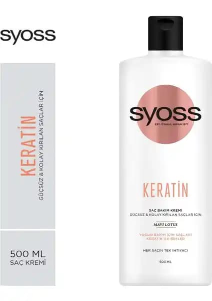 Syoss Keratin Mükemmelliği Saç Kremi: Güçlendirme ve Yumuşatma İçeren 500 ml Boyut