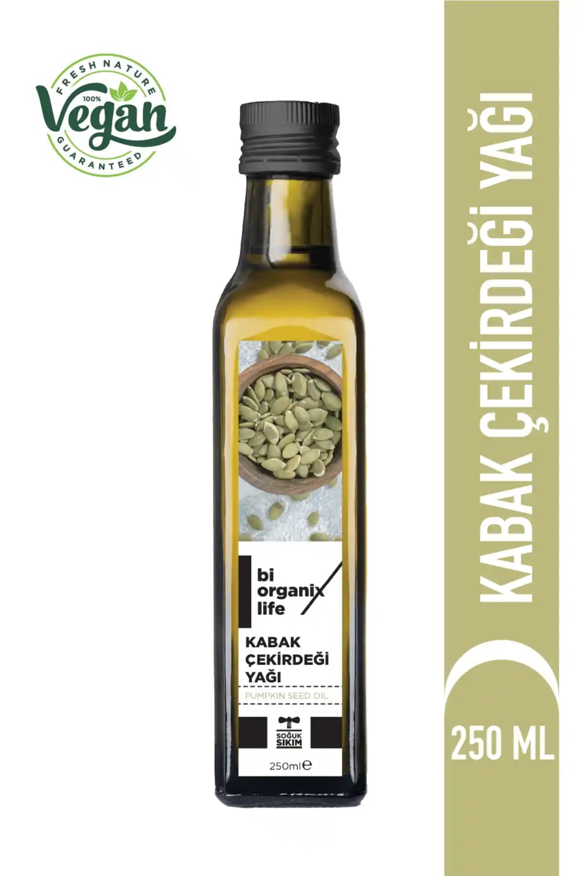 Türkiye Menşeli Biorganix Life Kabak Çekirdeği Yağı 250 ml — Soğuk Sıkım Doğal Yağ
