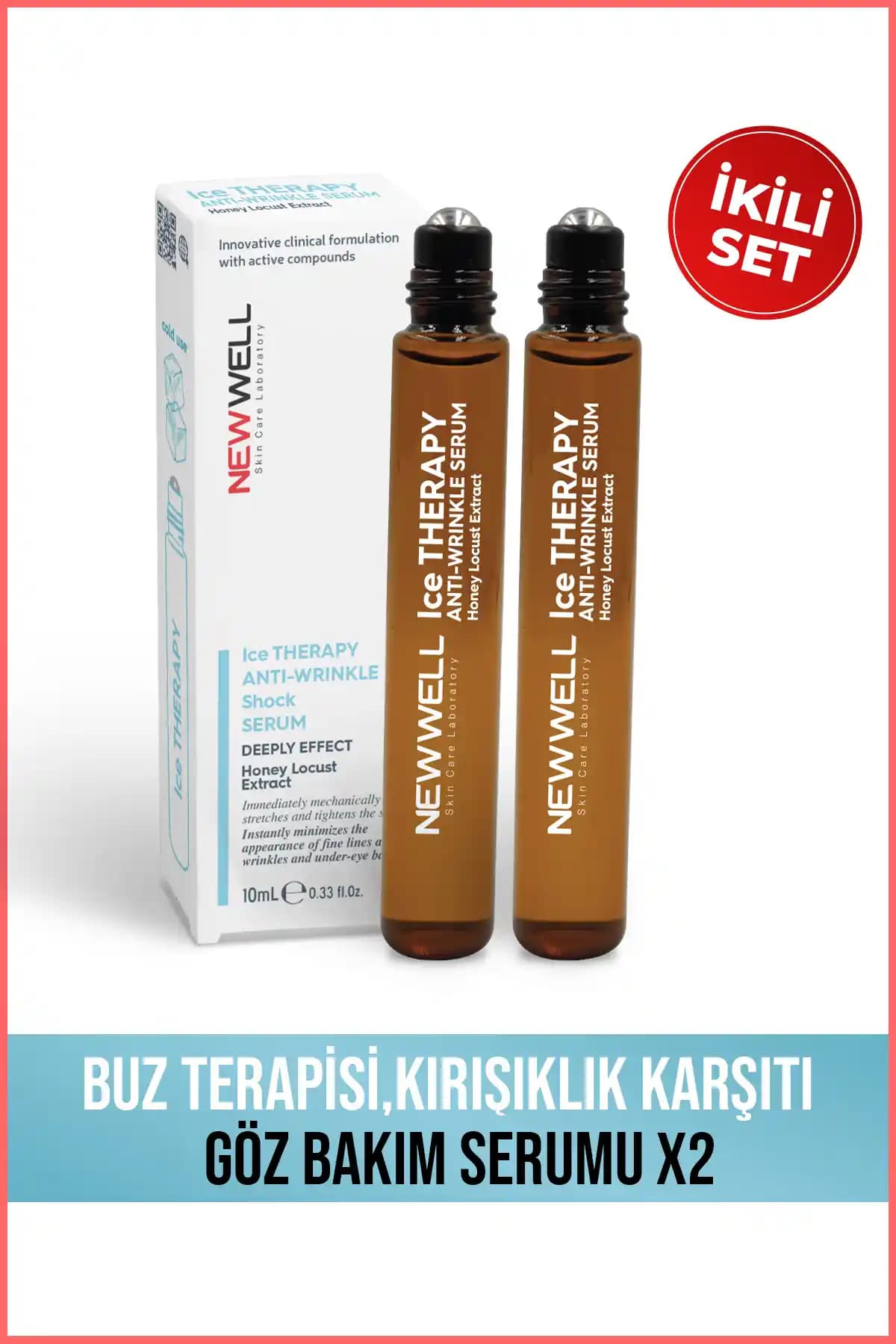Yeni Buz Terapisi Göz Bakım Serumu 2x10 ml: Hyaluronik Asitli Parfümsüz Soğuk Roll-On