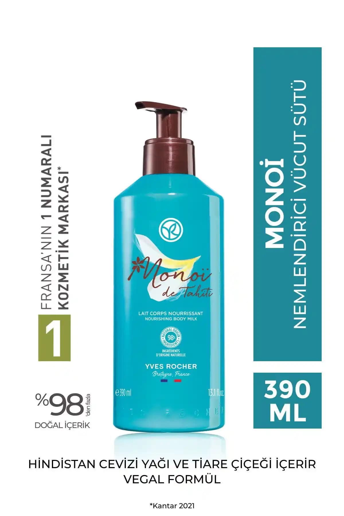 Yves Rocher Monoi de Tahiti Vegan Nemlendirici Vücut Losyonu – 390 ml, 24 Saat Nem