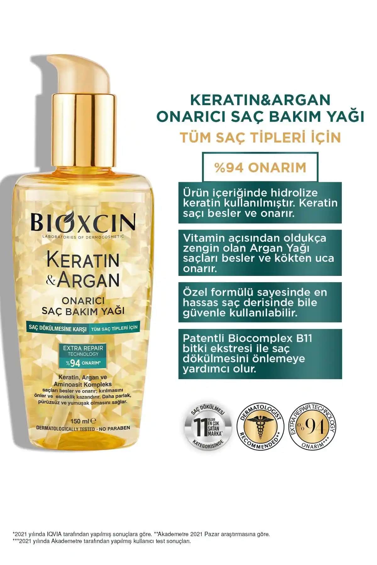 Bioxcin Keratin Argan Bakım Yağı Yıpranmış Saçlar İçin Etkili Çözüm