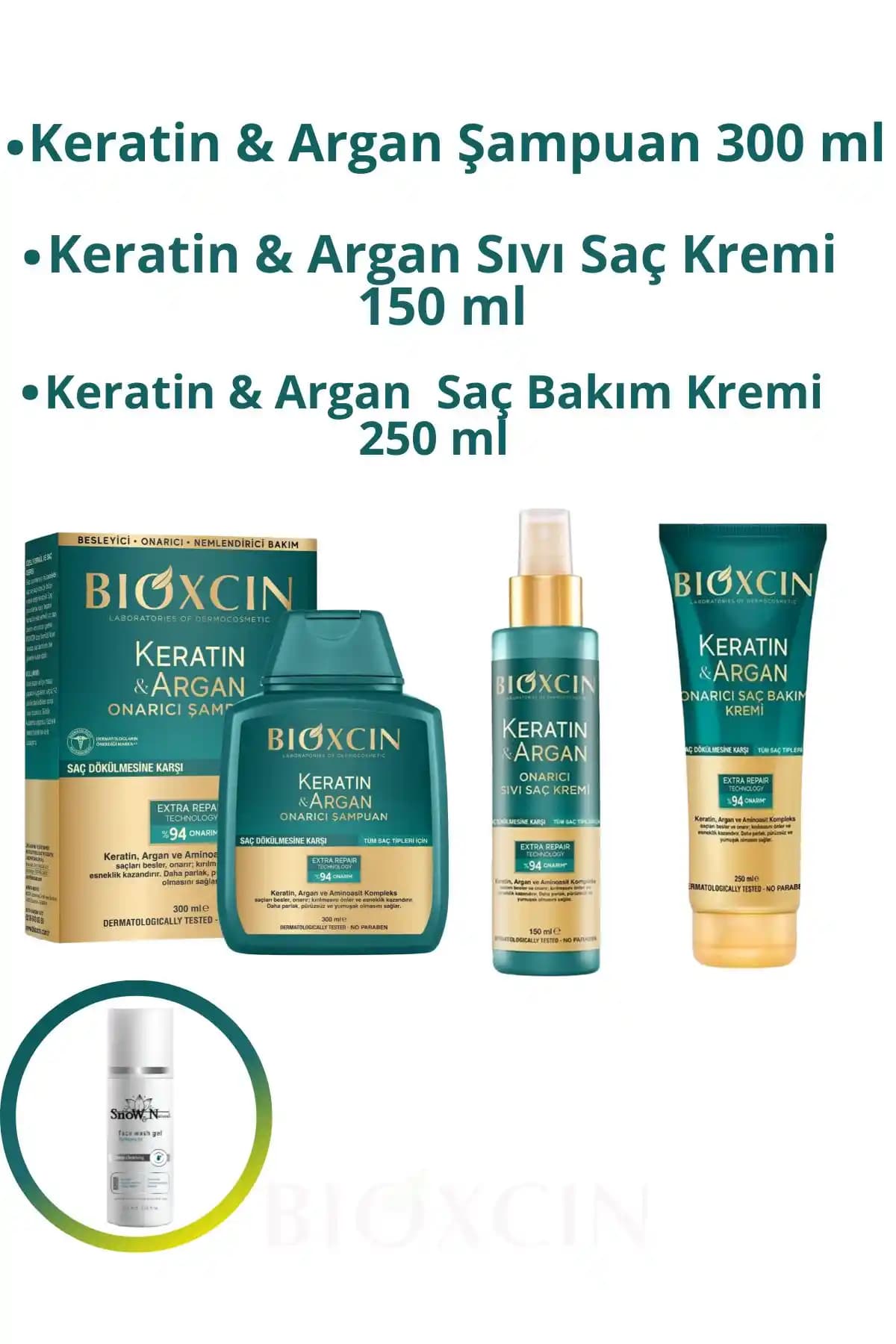 Bioxcin Keratin Argan Onarıcı Sıvı Saç Kremi Yıpranmış Saçlar İçin Güç ve Parlaklık Sağlar