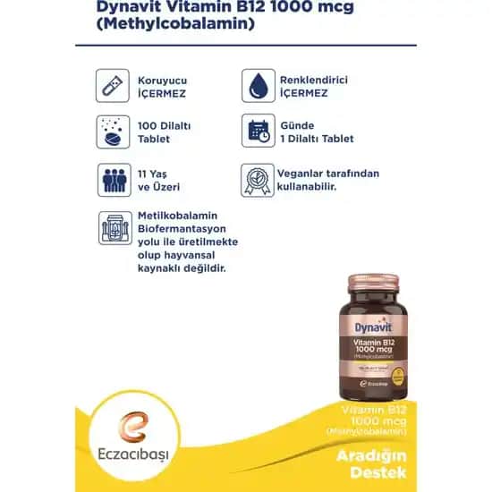 Dynavit B12 Dil Altı Tabletleri ile Güzellik ve Sağlıkta Hızlı Destek Sağlayan Takviye