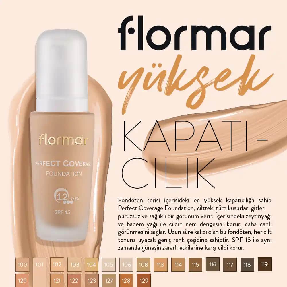 Flormar Fondöten 102 Sft Beige: Doğal Görünüm ve Yüksek Kapatıcılık Sağlayan Makyaj Ürünü