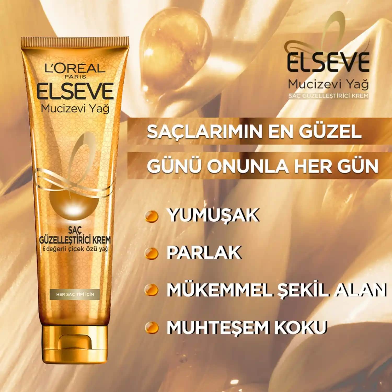 L'Oréal Paris Elseve Mucizevi Yağ Saç Güzelleştirici Krem ile Sağlıklı ve Parlak Saçlar