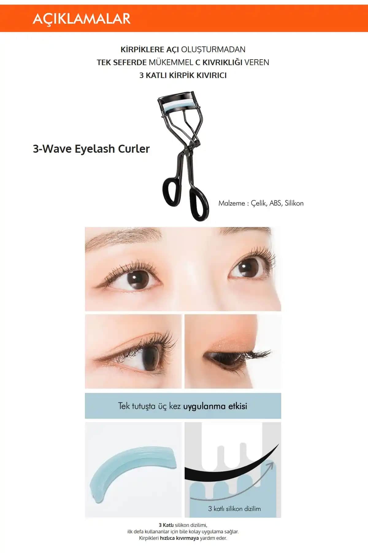 Missha 3 Wave Eyelash Curler Kirpik Kıvırıcı ile Doğal ve Hacimli Gözler Yaratın