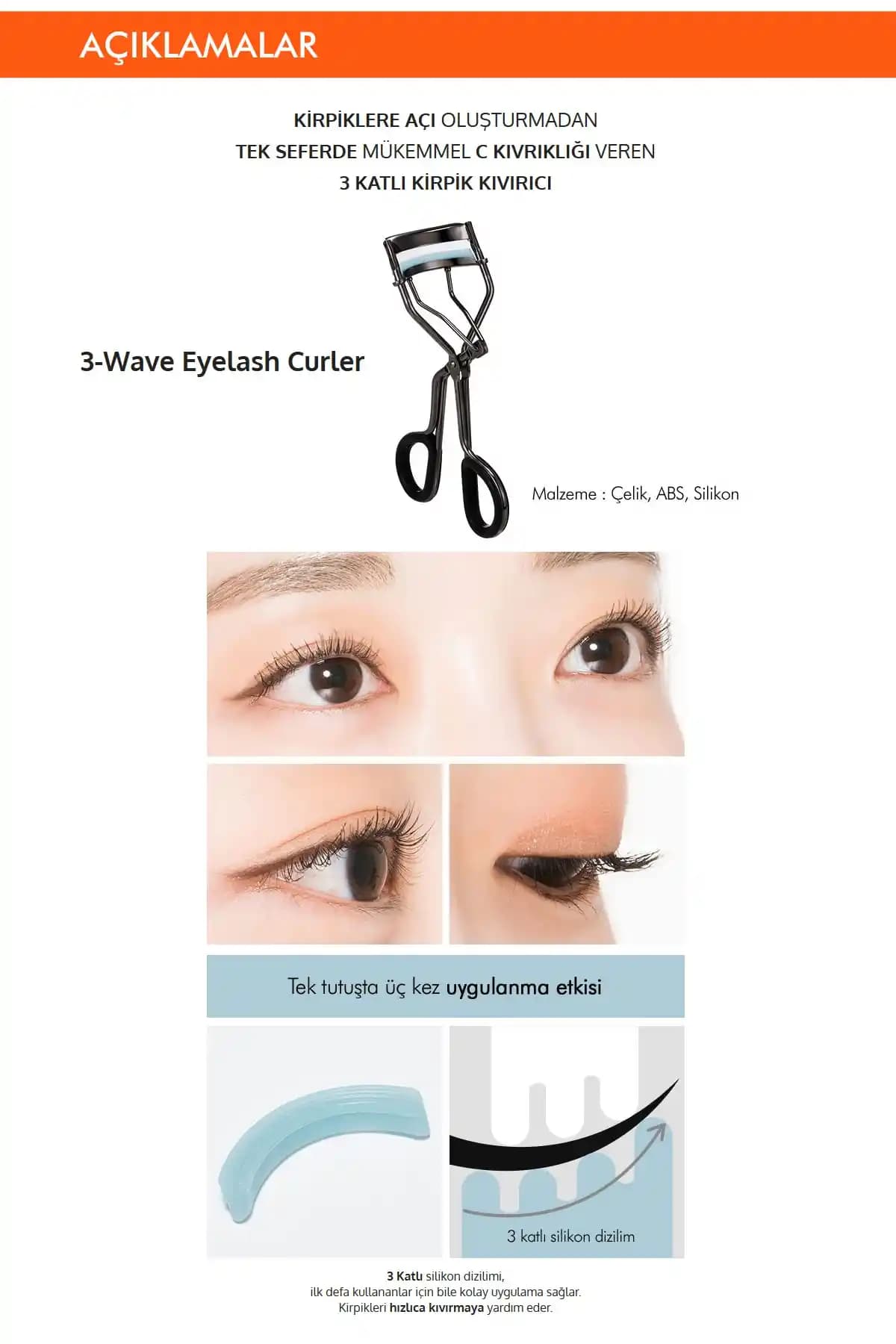Missha 3 Wave Eyelash Curler Kirpik Kıvırıcı ile Doğal ve Hacimli Gözler Yaratın
