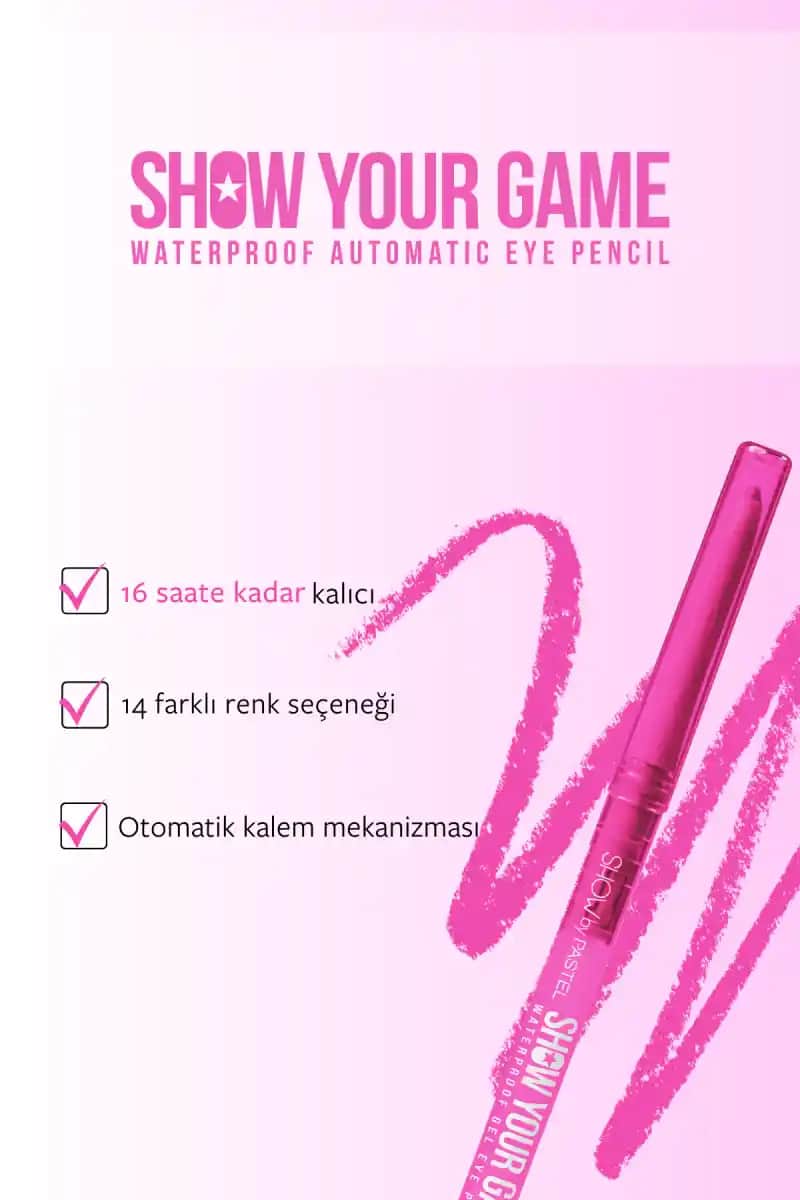 Show By Pastel Show Your Game Waterproof Göz Kalemi Gün Boyu Dayanıklılık ve Renk Zenginliği
