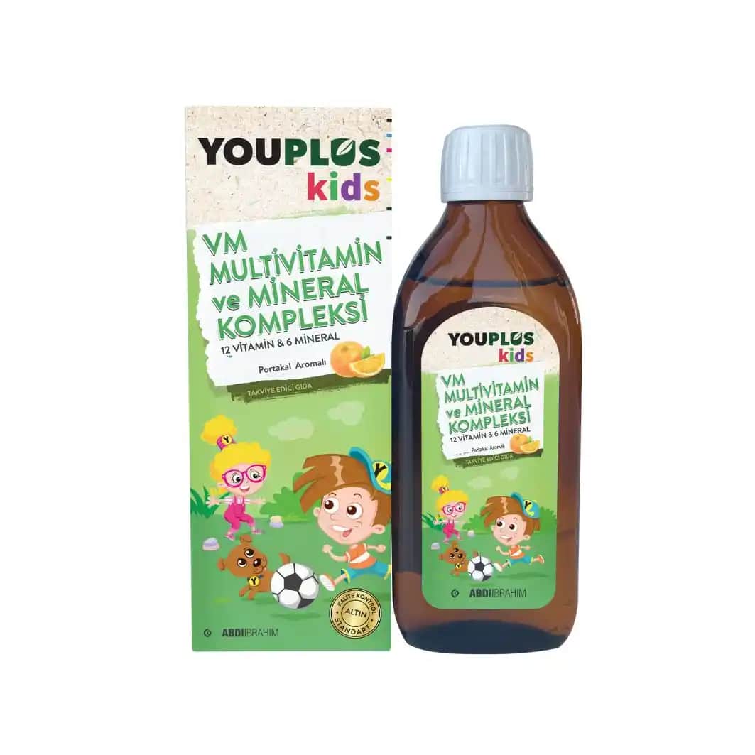 YouPlus Kids Çok Bıdyanlı Multivitamin ve Mineral Kompleksi Çocukların Gelişimini Destekler
