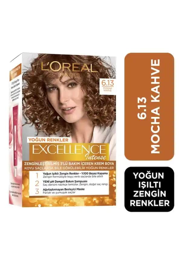 L'Oréal Paris Excellence Intense 6.13 Mocha Kahve Saç Boyası ile Doğal ve Kalıcı Renkler