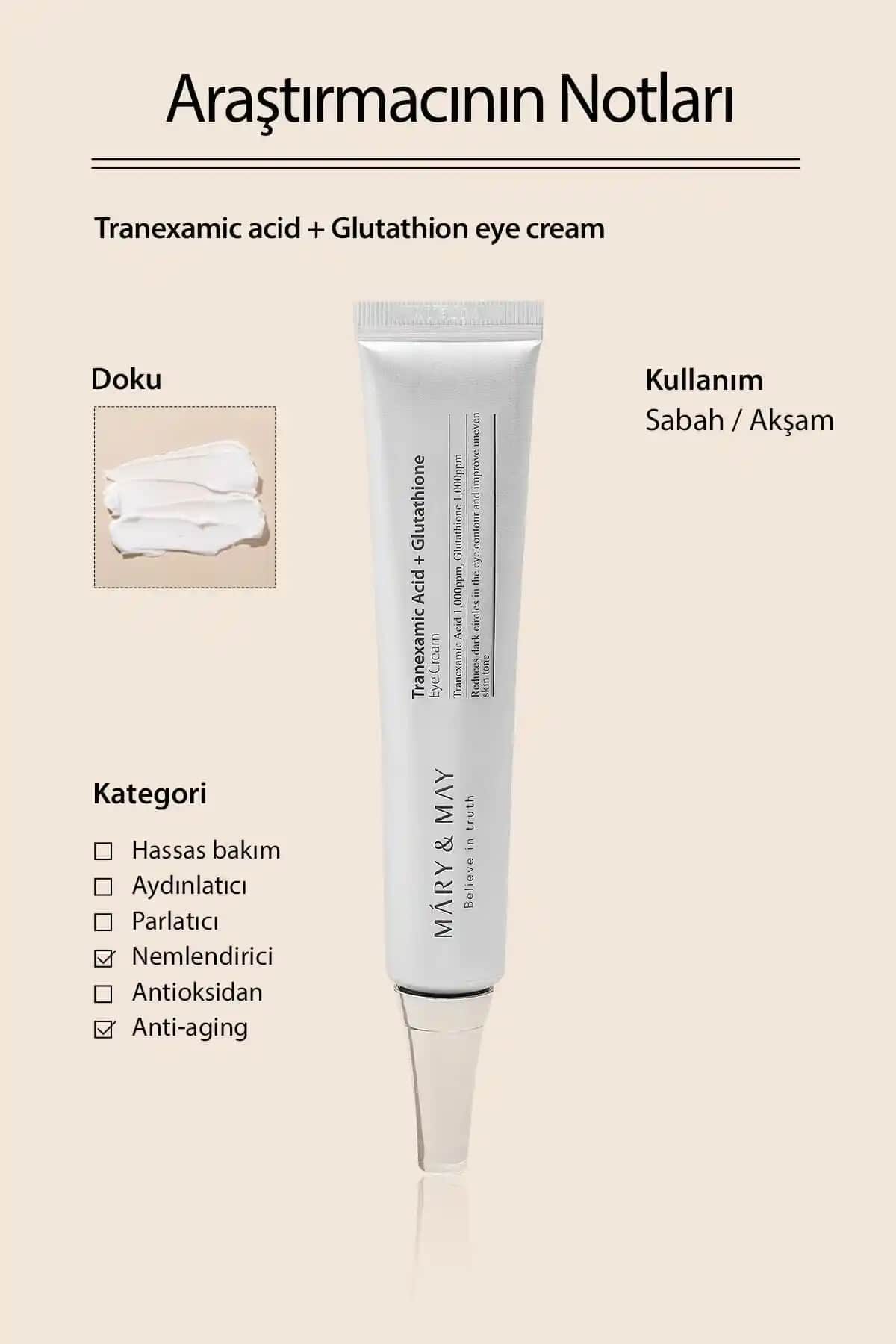 Mary & May Göz Kremi: Doğal İçeriklerle Göz Çevresinde Parlaklık ve Sağlıklı Görünüm