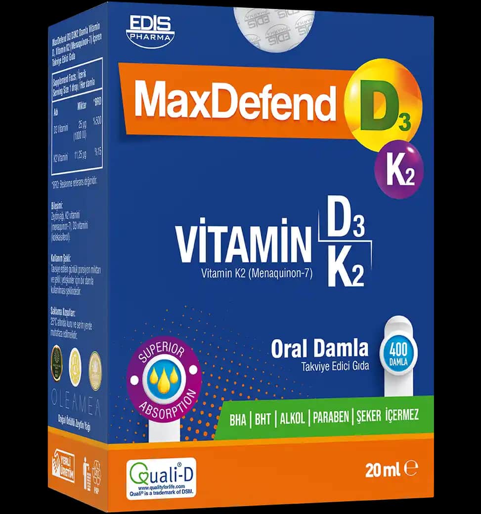 Maxdefend D3K2 ile Kemik ve Cilt Sağlığını Destekleyen Vitamin Takviyesi