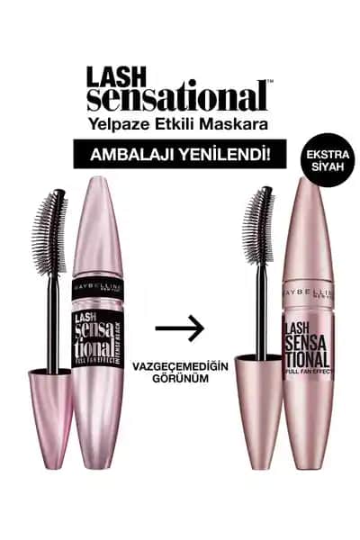 Maybelline Lash Sensational Yelpaze Etkili Maskara ile Kirpiklerde Hacim ve Uzunluk Sağlama