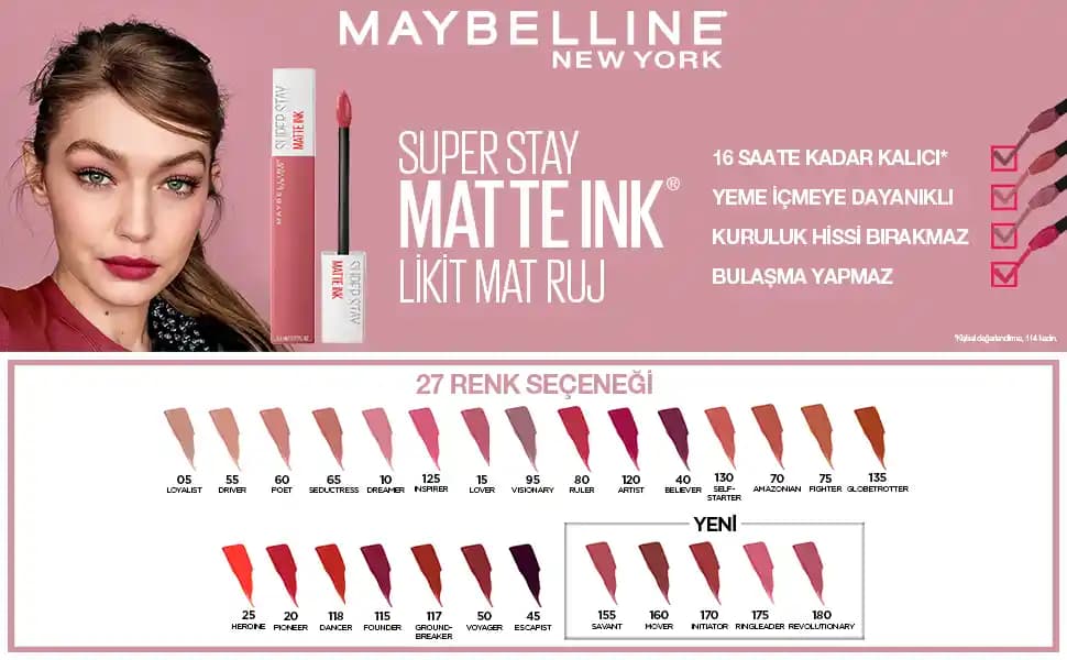 Maybelline Likit Mat Rujlar: Renk Çeşitleri ve Uzun Süre Kalıcılık Özellikleri