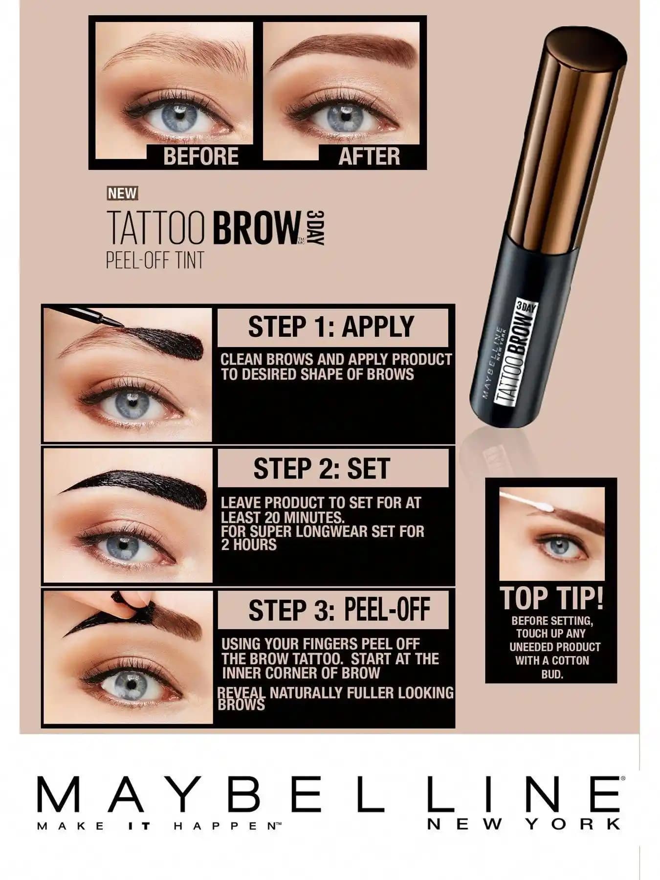 Maybelline Tattoo Brow Renkleri ve Doğal Kalıcı Kaş Makyajı Seçenekleri
