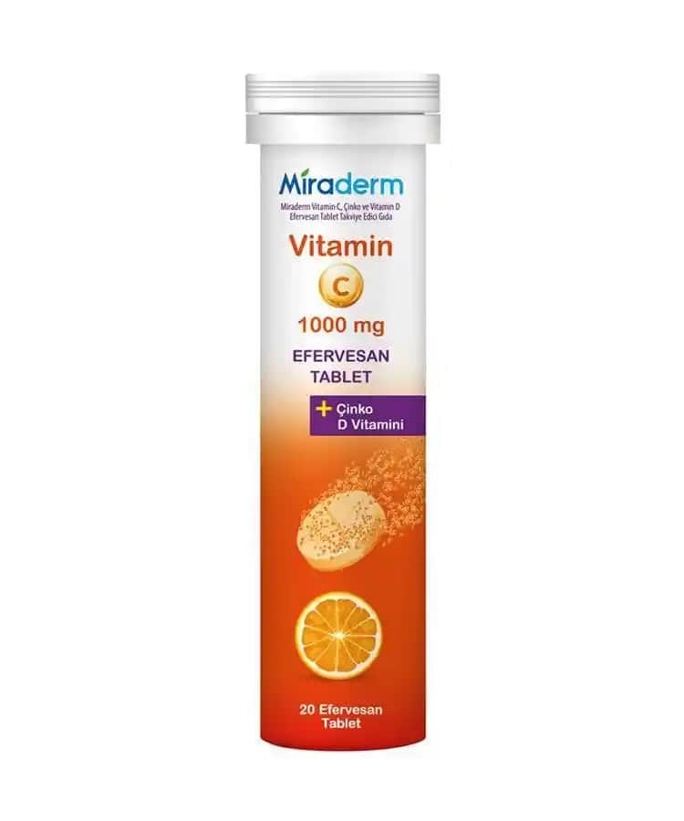 Miraderm Vitamin C 1000 Mg Efervesan Tablet: Cilt ve Bağışıklık Destekleyici Özellikler