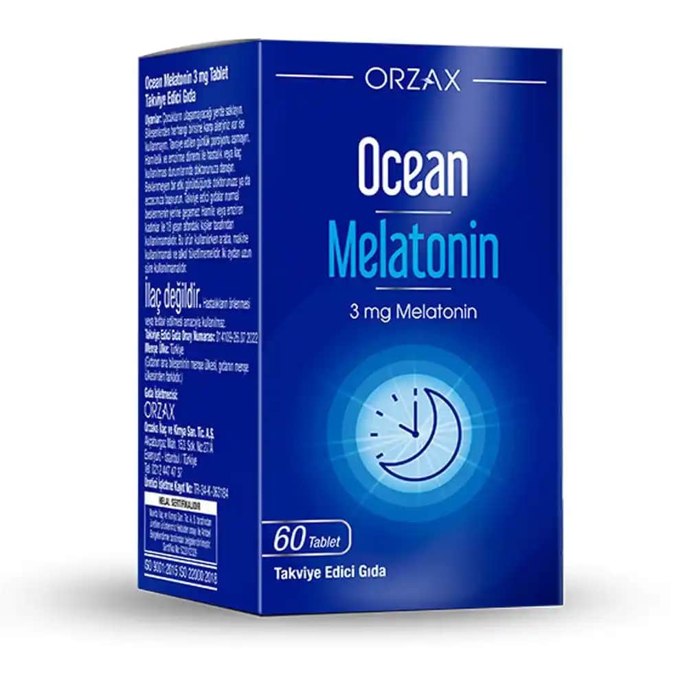 Ocean Melatonin 3 mg 60 Tablet Uyku ve Cilt Sağlığı Destekleyici Doğal Takviye