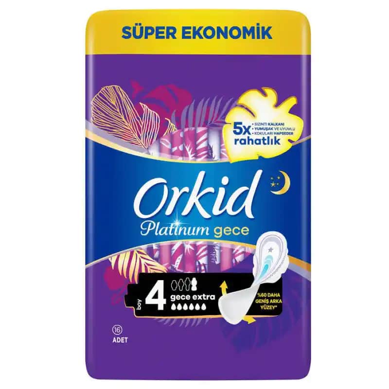 Orkid Platinum Gece: Yüksek Koruma ve Konfor Sunan Hijyenik Pedler