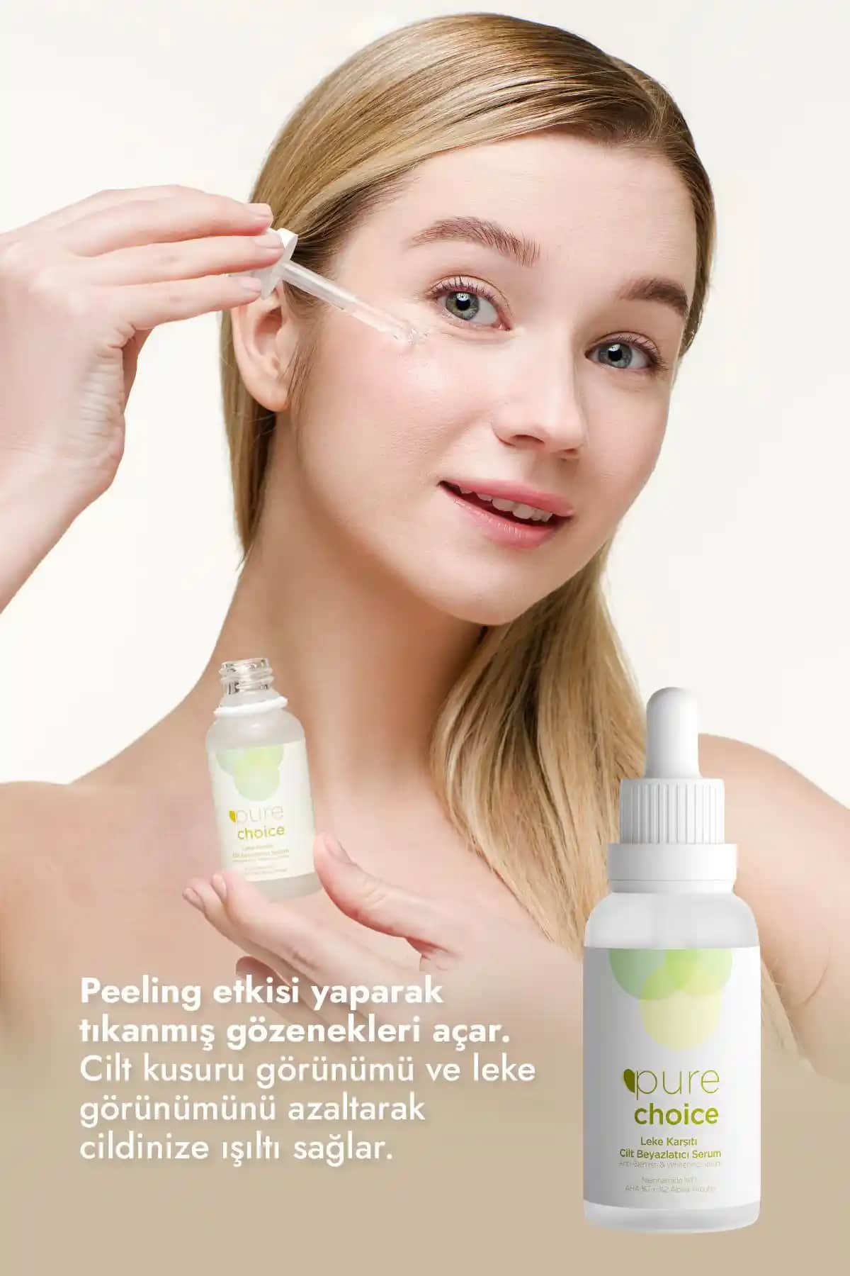 Pure Choice Leke Karşıtı Cilt Beyazlatıcı Serum ile Parlak ve Eşit Cilt Görünümü Sağlama